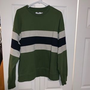 TOPMAN Green ColorBlock/Striped Sweater